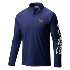 Navy Denver Nuggets Terminal Tackle Raglan Omni-Shade Quarter-Zip Jacket sale | NBA