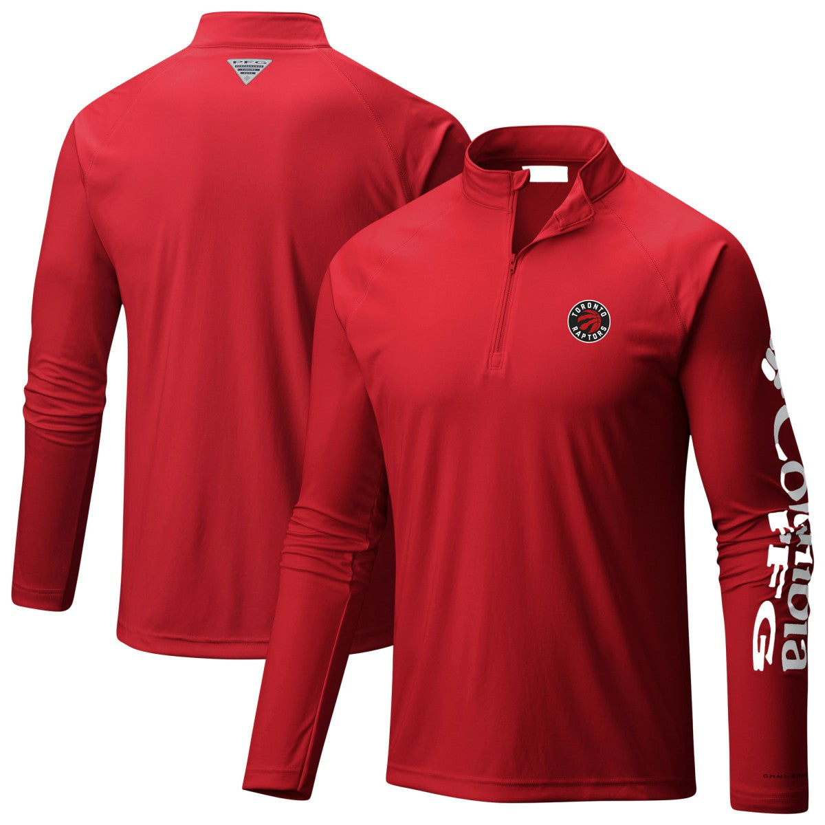 Red Toronto Raptors Terminal Tackle Raglan Omni-Shade Quarter-Zip Jacket | NBA