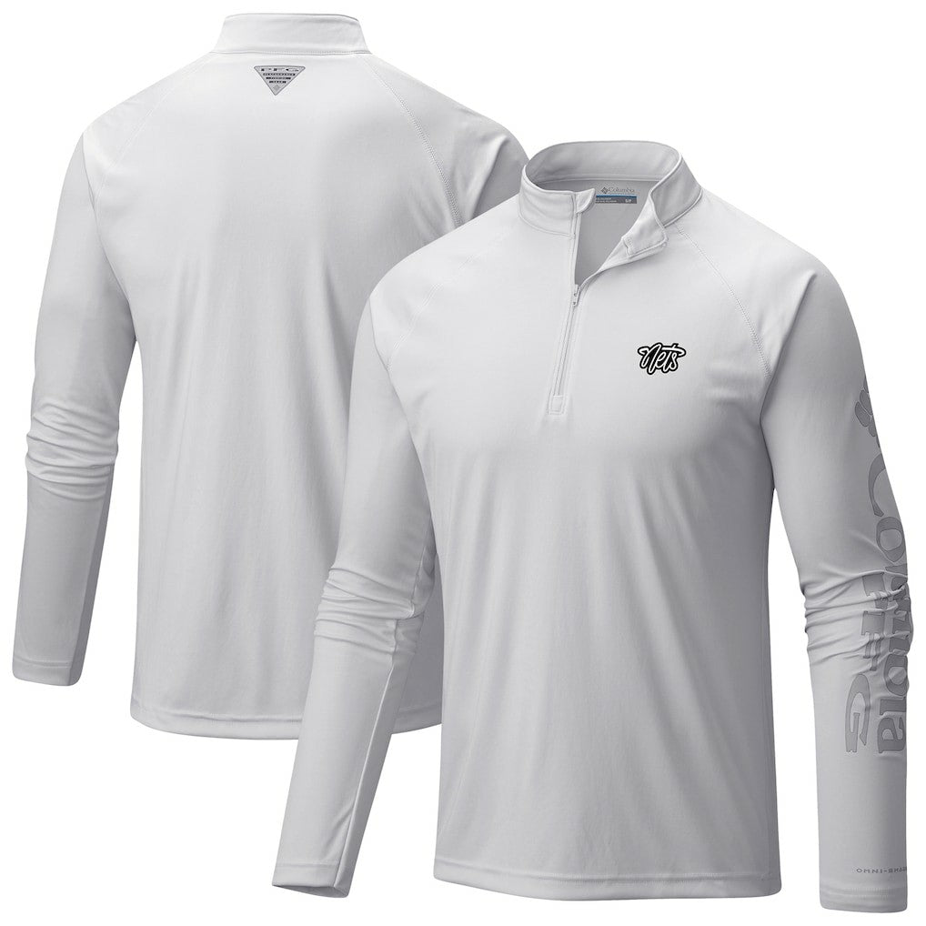 White Brooklyn Nets Terminal Tackle Raglan Omni-Shade Quarter-Zip Jacket | NBA