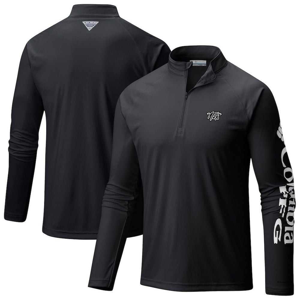 Black Brooklyn Nets Terminal Tackle Raglan Omni-Shade Quarter-Zip Jacket | NBA