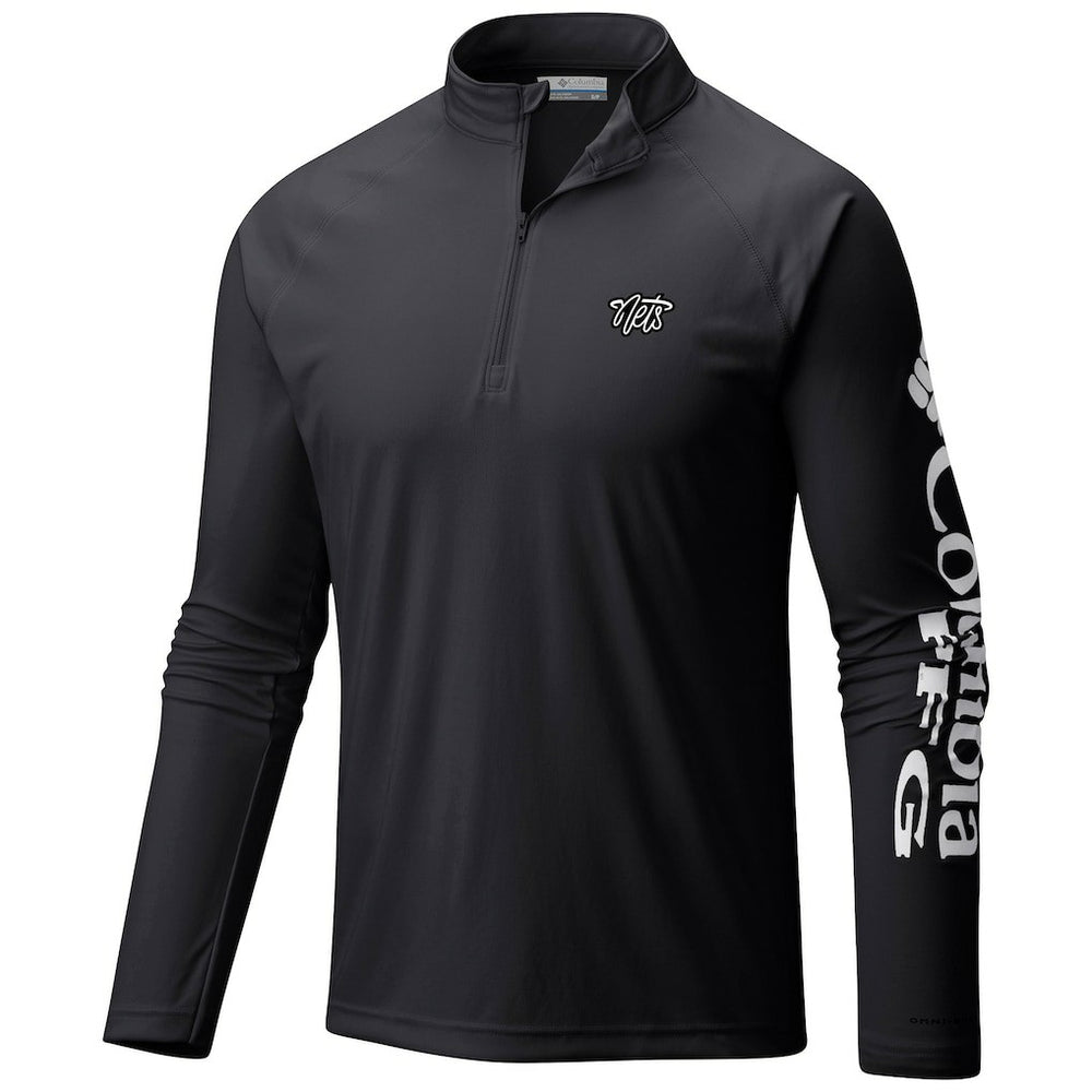 Black Brooklyn Nets Terminal Tackle Raglan Omni-Shade Quarter-Zip Jacket | NBA