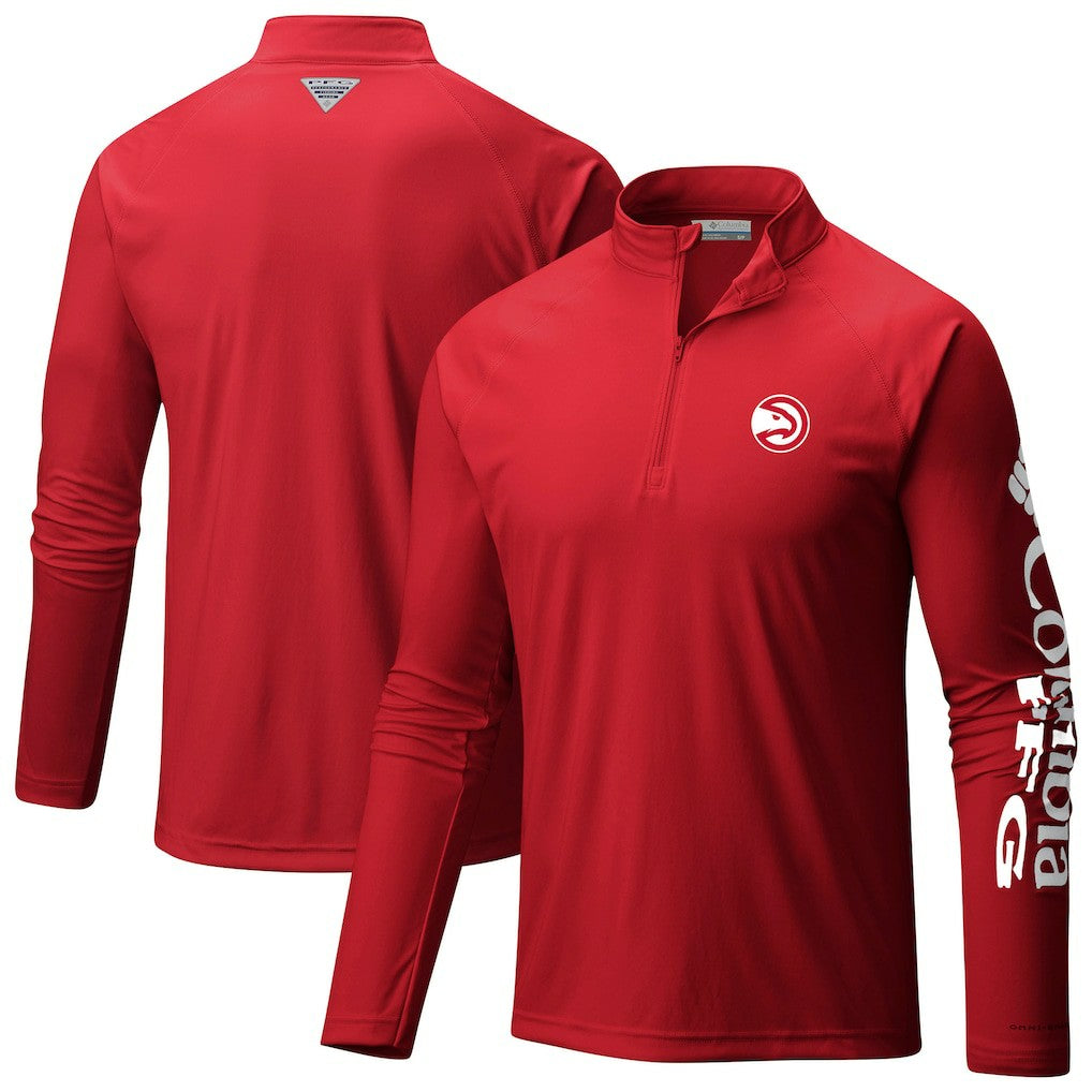 Red Atlanta Hawks Terminal Tackle Raglan Omni-Shade Quarter-Zip Jacket | NBA