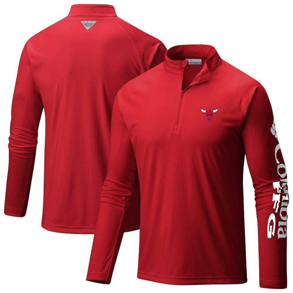 Red Chicago Bulls Terminal Tackle Raglan Omni-Shade Quarter-Zip Jacket | NBA