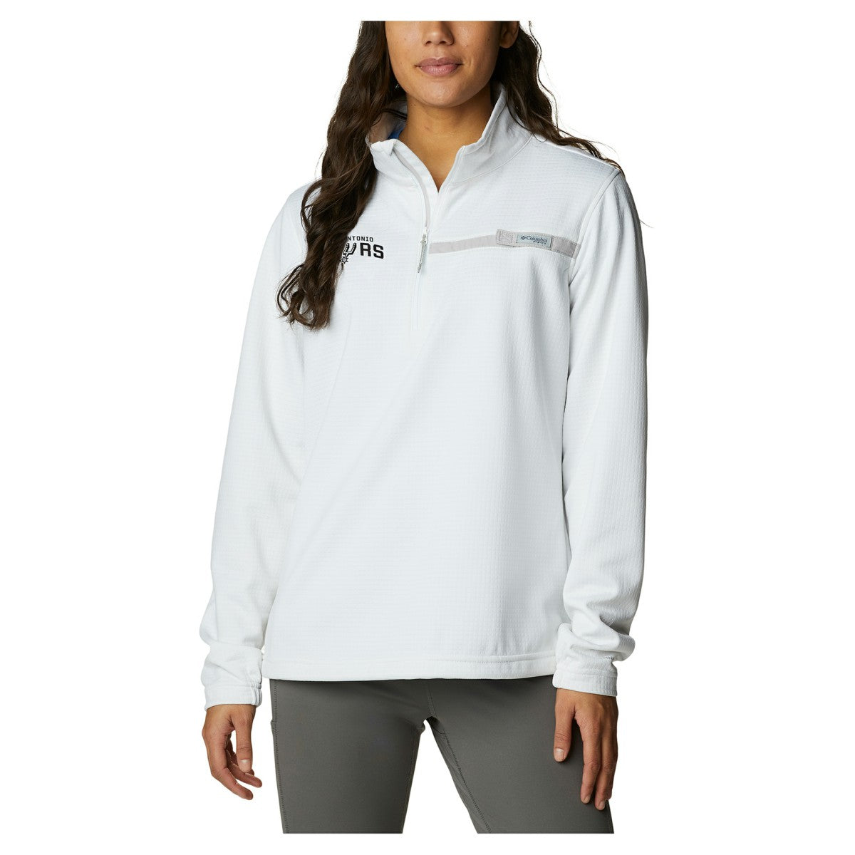 White San Antonio Spurs Women's Skiff Guide Fleece Pullover Top | NBA