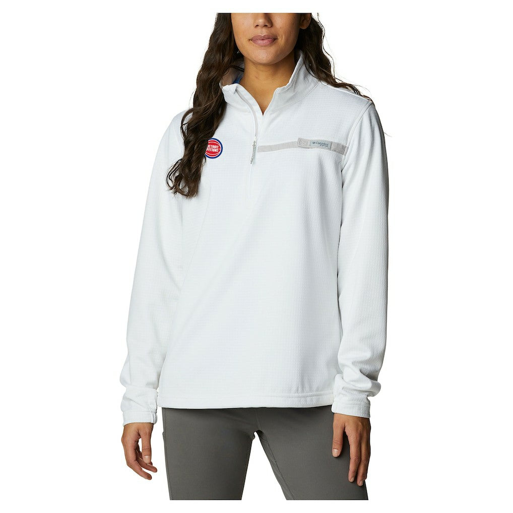 White Detroit Pistons Women's Skiff Guide Fleece Pullover Top sale | NBA