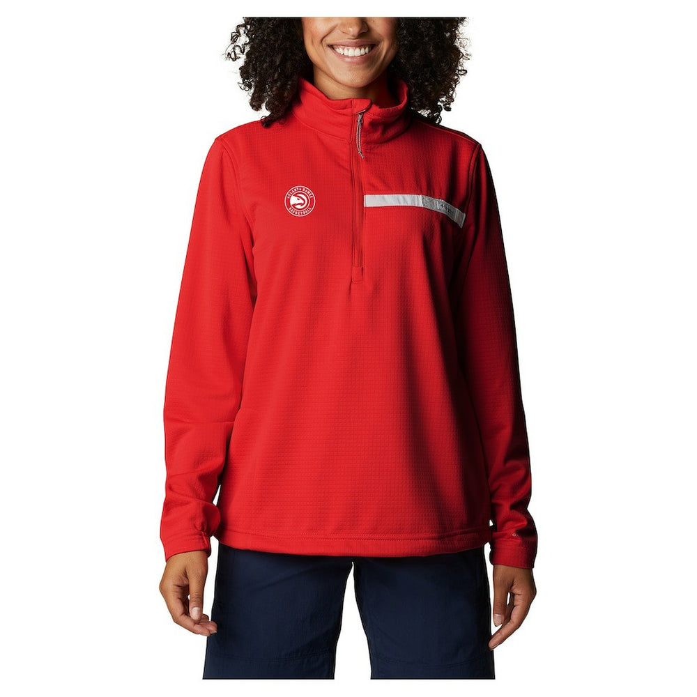 Red Atlanta Hawks Women's Skiff Guide Fleece Pullover Top | NBA
