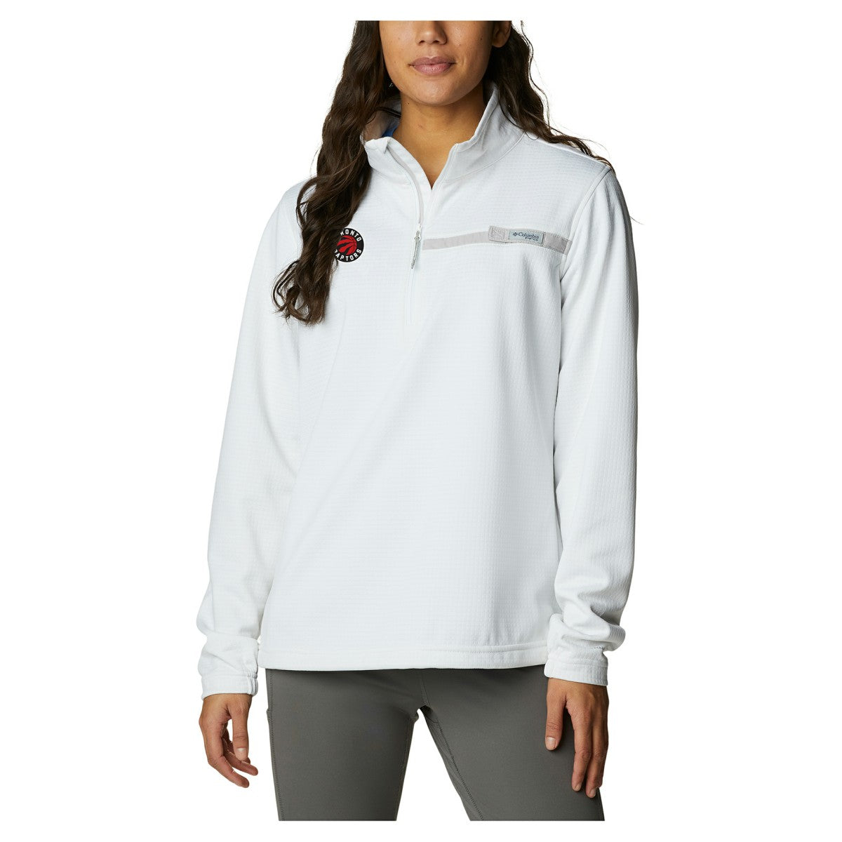 White Toronto Raptors Women's Skiff Guide Fleece Pullover Top | NBA