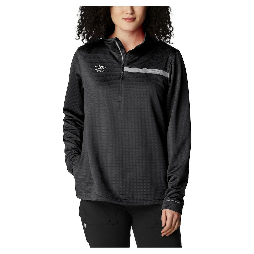 Black Brooklyn Nets Women's Skiff Guide Fleece Pullover Top | NBA