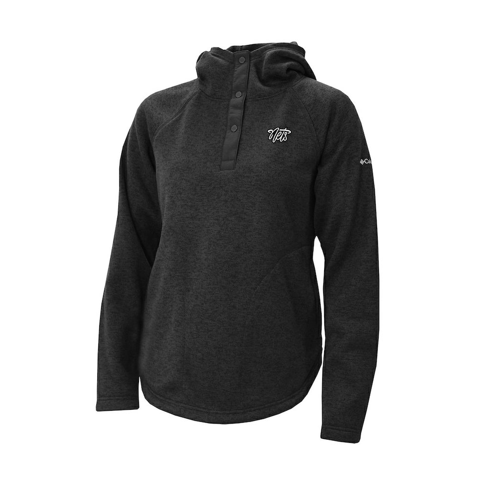 Black Brooklyn Nets Women's Sweater Weather Quarter-Snap Hoodie | NBA