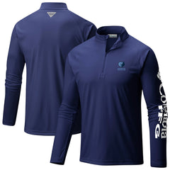 Navy Memphis Grizzlies PFG Terminal Tackle Quarter-Zip Top | NBA