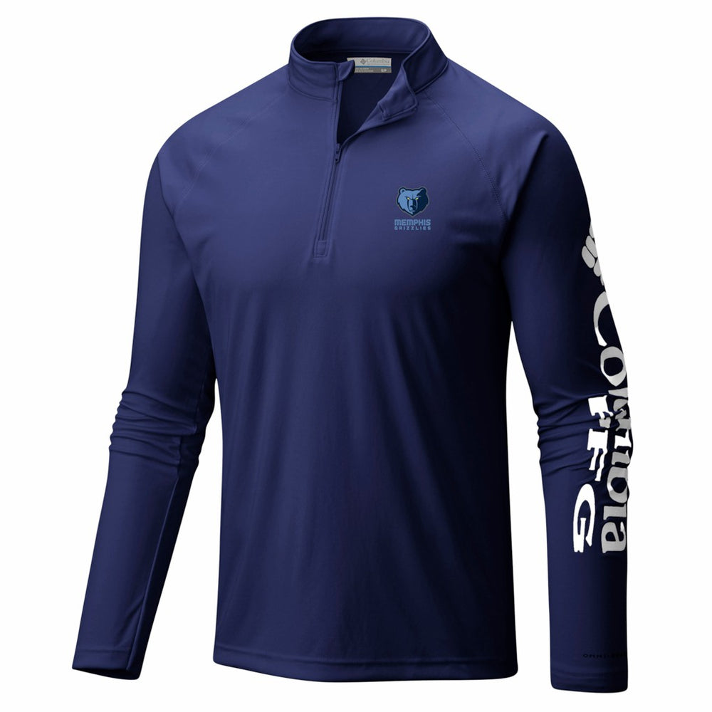 Navy Memphis Grizzlies PFG Terminal Tackle Quarter-Zip Top | NBA