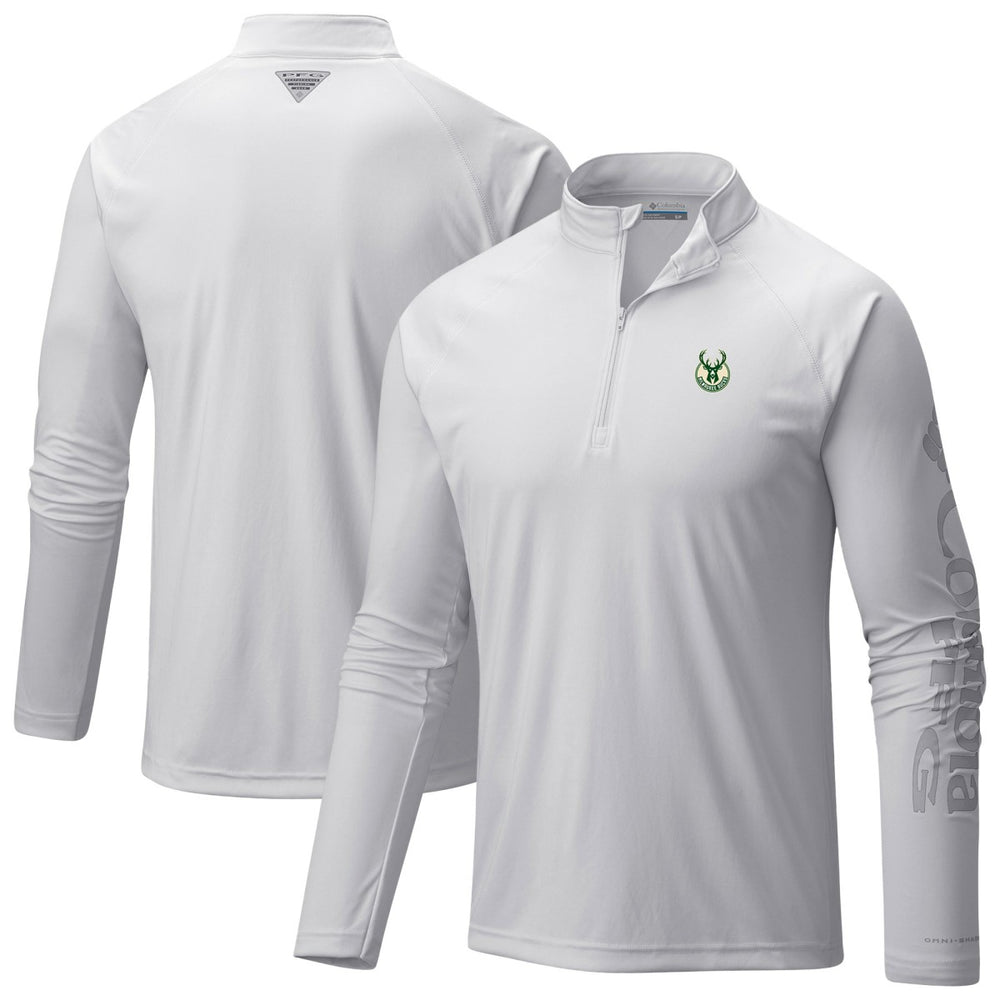 White Milwaukee Bucks PFG Terminal Tackle Quarter-Zip Top | NBA
