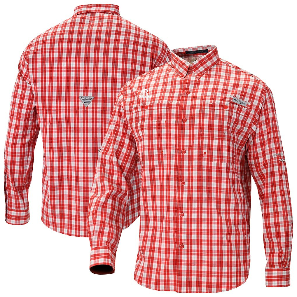 Red Houston Rockets Super Tamiami Omni-Shade Long Sleeve Button-Down Shirt | NBA