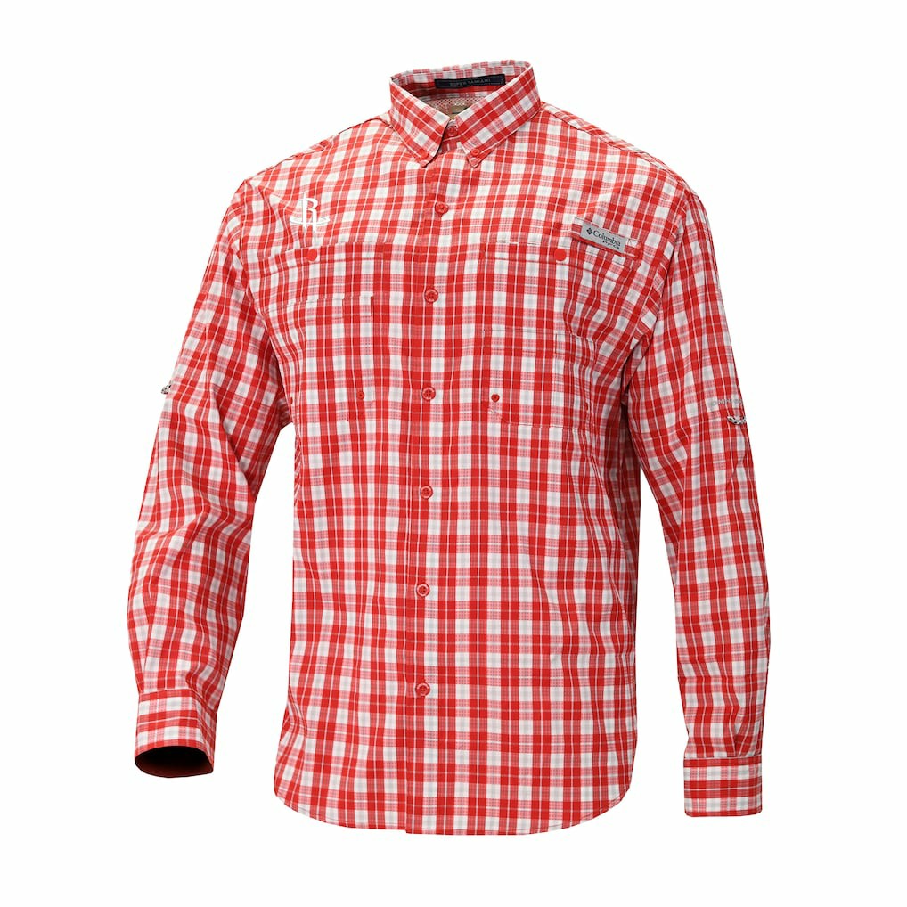 Red Houston Rockets Super Tamiami Omni-Shade Long Sleeve Button-Down Shirt | NBA