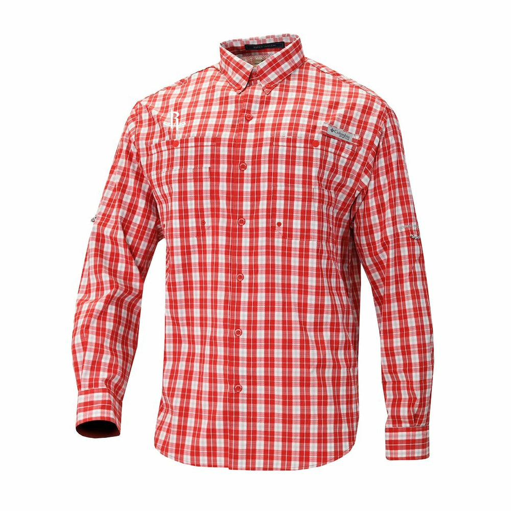 Red Houston Rockets Super Tamiami Omni-Shade Long Sleeve Button-Down Shirt | NBA