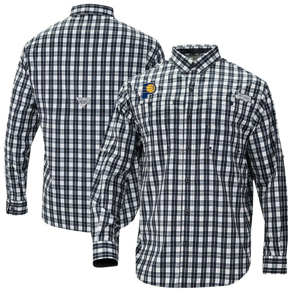 Navy Indiana Pacers Super Tamiami Omni-Shade Long Sleeve Button-Down Shirt | NBA