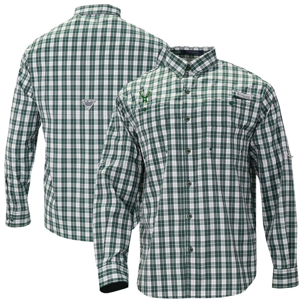 Green Milwaukee Bucks Super Tamiami Omni-Shade Long Sleeve Button-Down Shirt | NBA