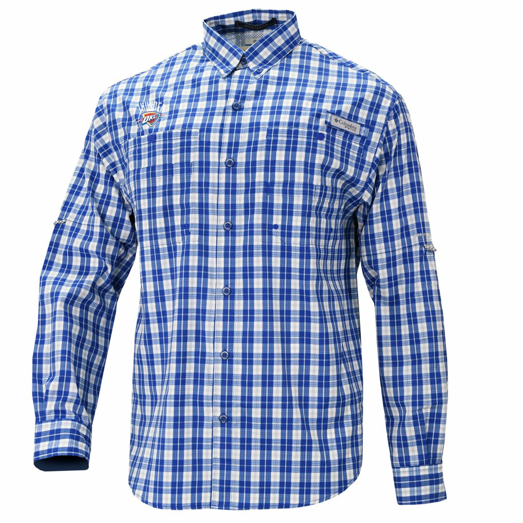Blue Oklahoma City Thunder Super Tamiami Omni-Shade Long Sleeve Button-Down Shirt | NBA