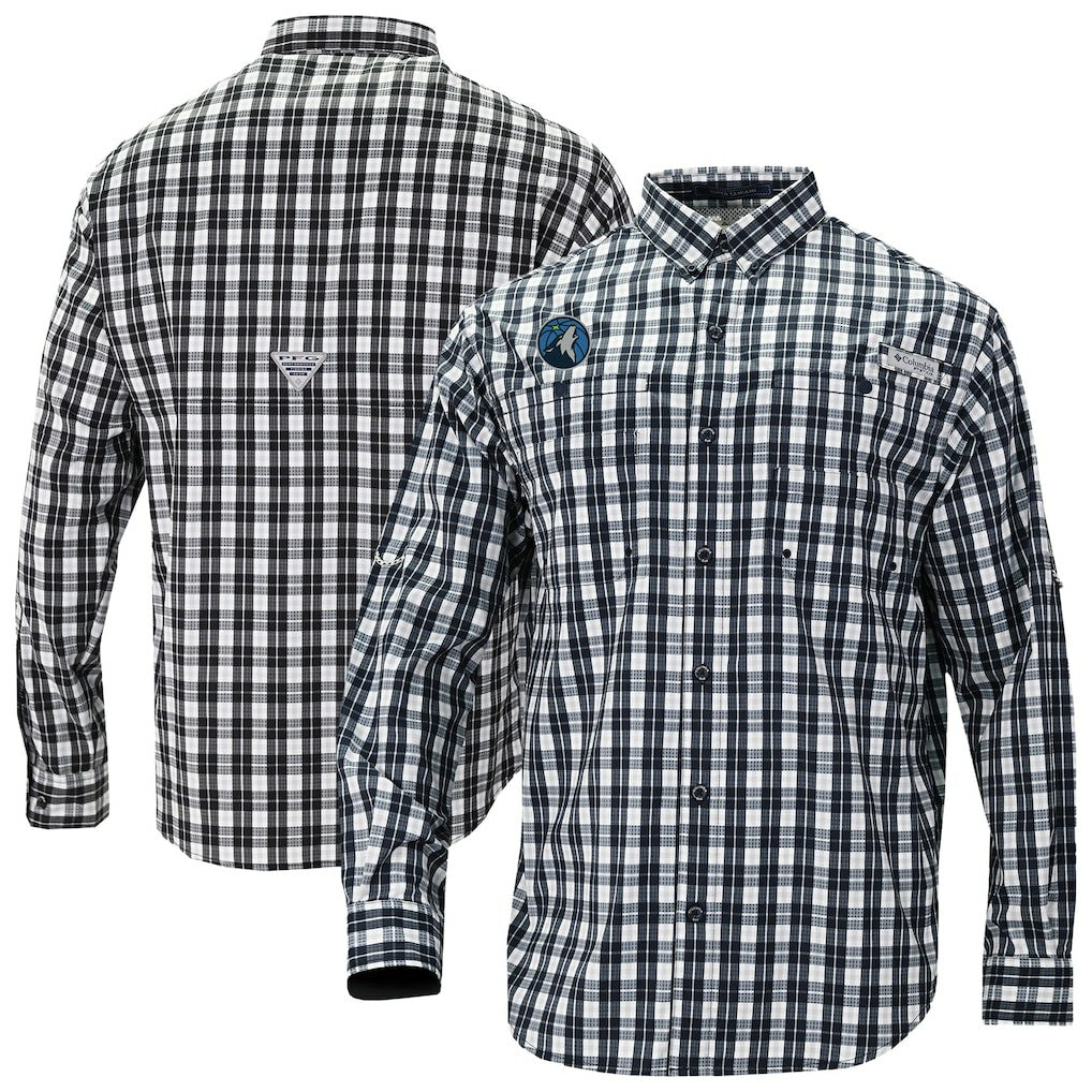 Navy Minnesota Timberwolves Super Tamiami Omni-Shade Long Sleeve Button-Down Shirt | NBA
