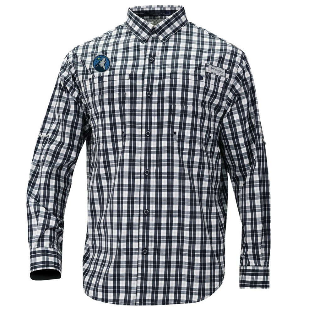 Navy Minnesota Timberwolves Super Tamiami Omni-Shade Long Sleeve Button-Down Shirt | NBA