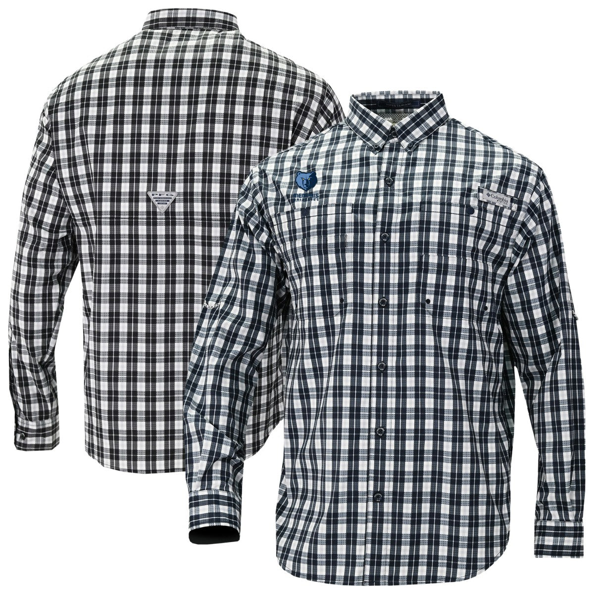 Navy Memphis Grizzlies Super Tamiami Omni-Shade Long Sleeve Button-Down Shirt | NBA