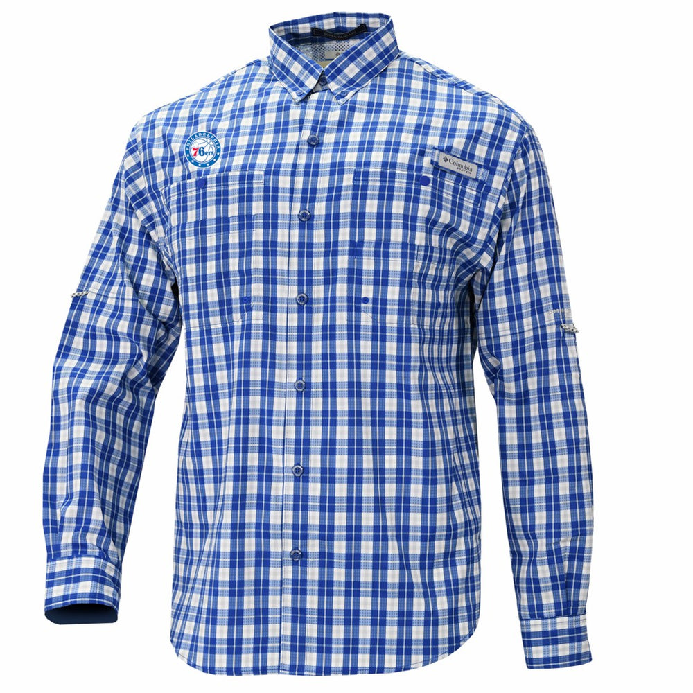Blue Philadelphia 76ers Super Tamiami Omni-Shade Long Sleeve Button-Down Shirt | NBA