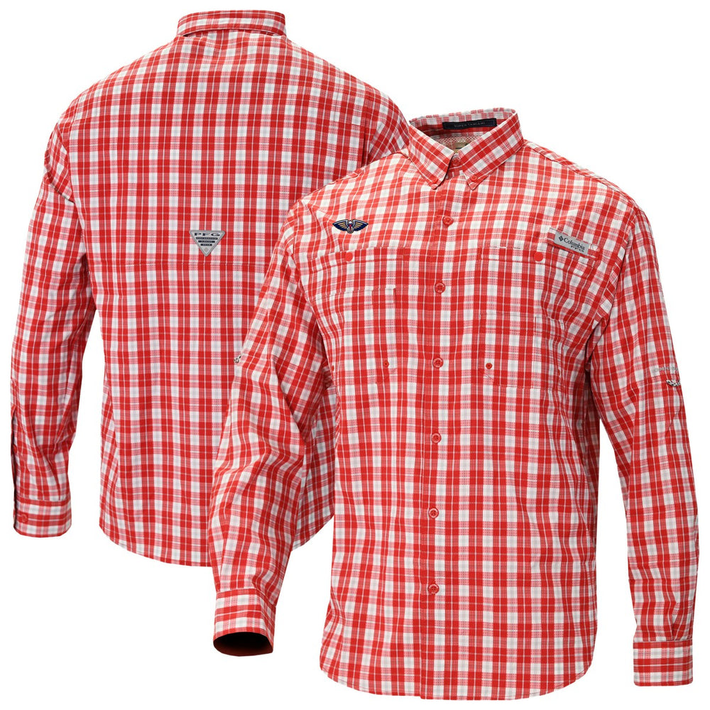 Red New Orleans Pelicans Super Tamiami Omni-Shade Long Sleeve Button-Down Shirt | NBA