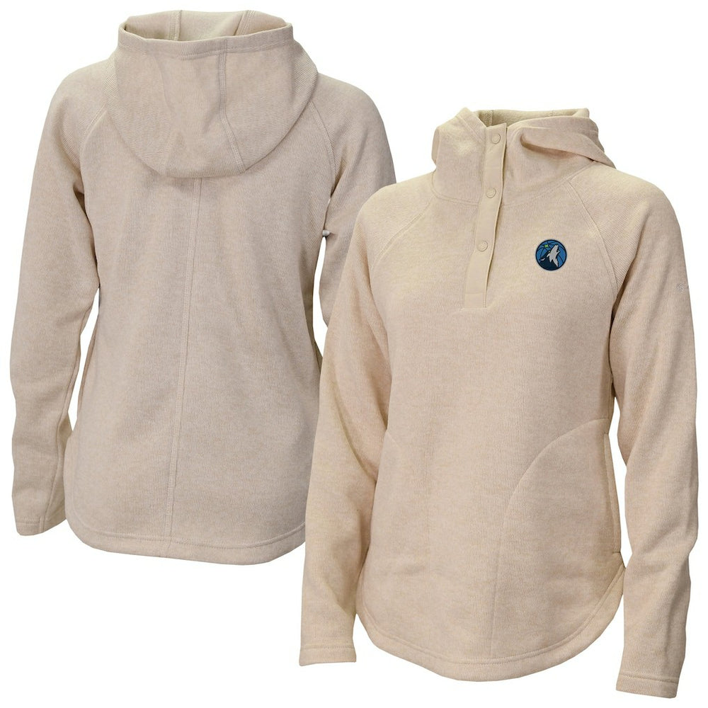 Cream Minnesota Timberwolves Women's Sweater Weather Quarter-Snap Hoodie | NBA