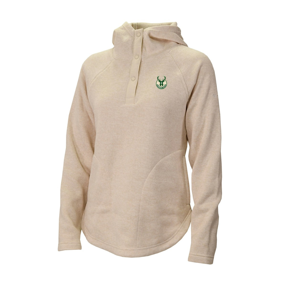 Cream Milwaukee Bucks Women's Sweater Weather Quarter-Snap Hoodie | NBA