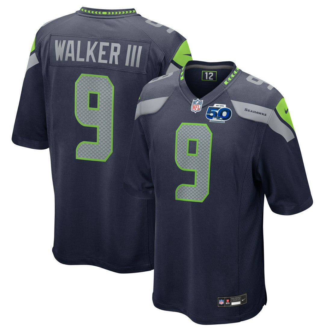Seattle Seahawks Kenneth Walker III  50th Season Game Jersey | NFL On sale