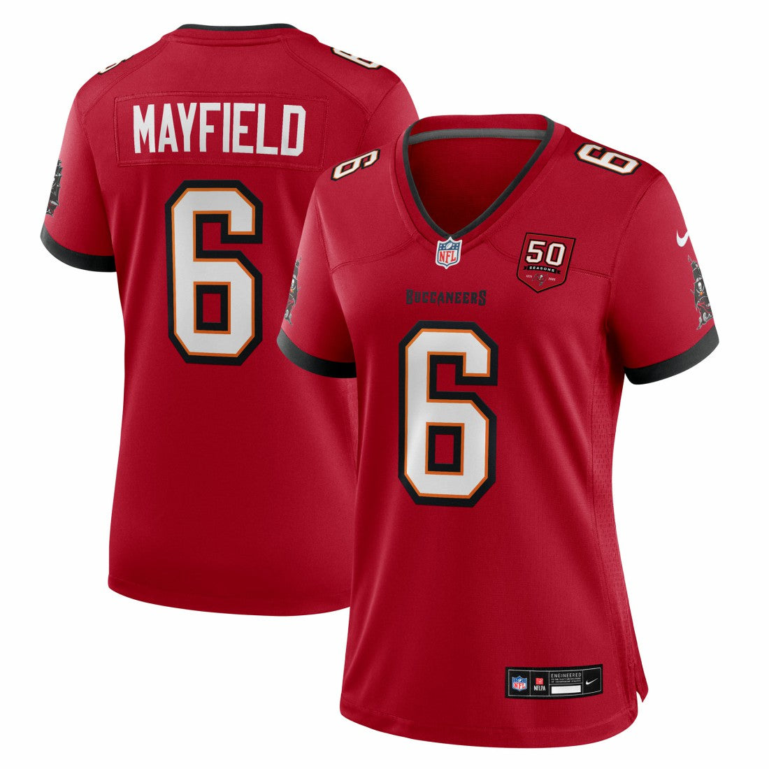 Tampa Bay Buccaneers Baker Mayfield  Women's 50th Season Team Game Jersey | NFL Discount