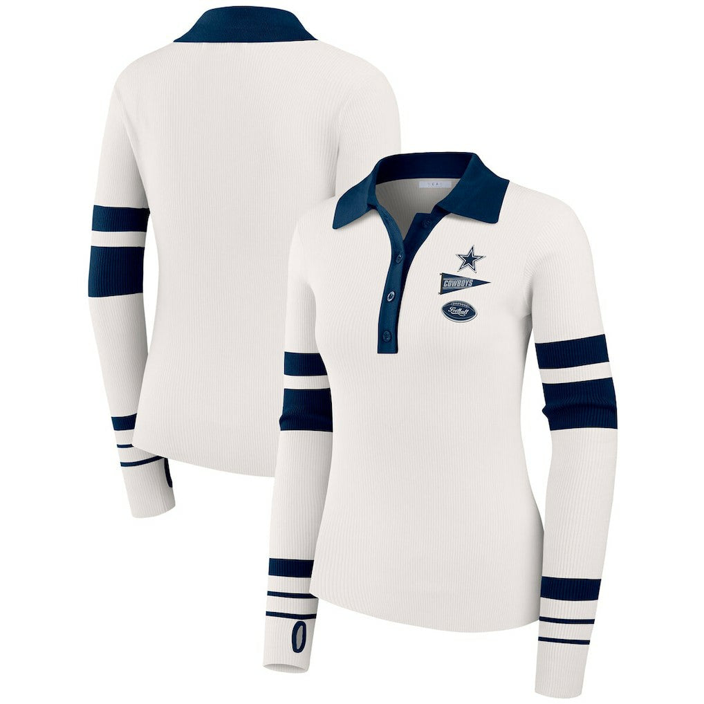 Dallas Cowboys WEAR by Erin Andrews Women's Ribbed Henley Polo Sweater | NFL US