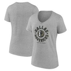 Heather Gray Dallas Mavericks Women's Hoops for Troops V-Neck T-Shirt sale | NBA