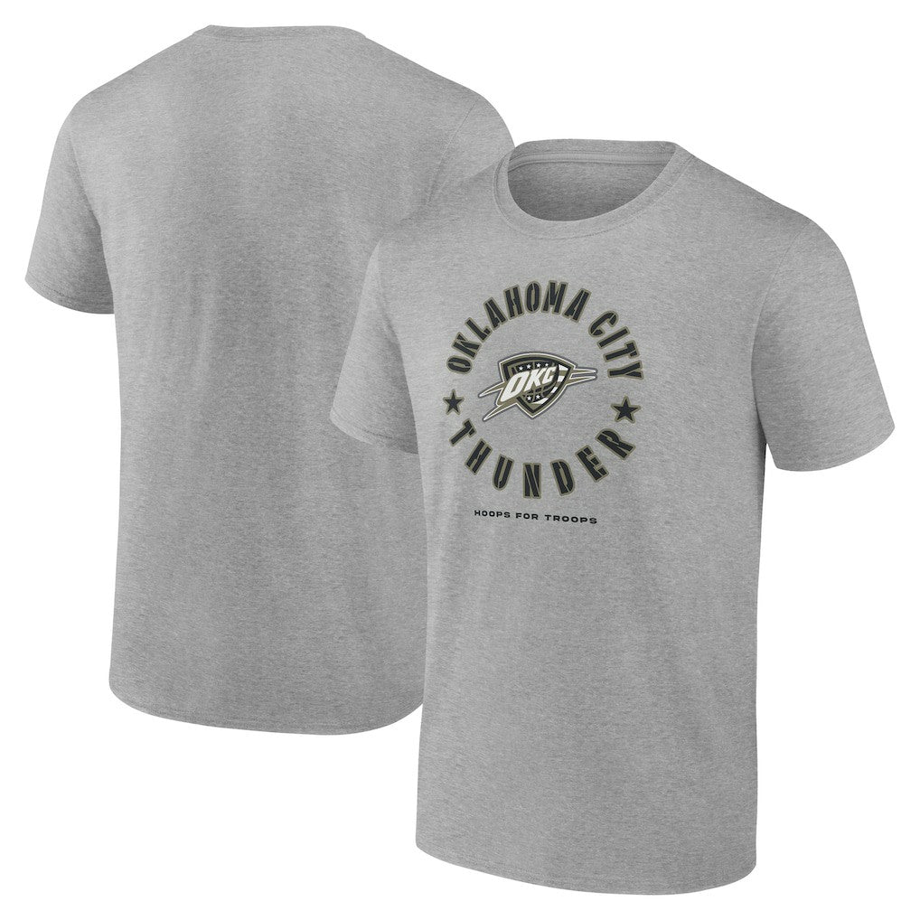 Heather Gray Oklahoma City Thunder Hoops for Troops T-Shirt | NBA