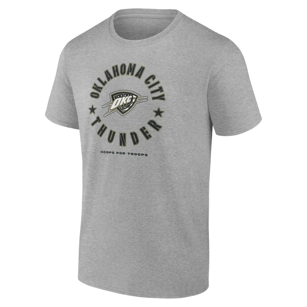 Heather Gray Oklahoma City Thunder Hoops for Troops T-Shirt | NBA
