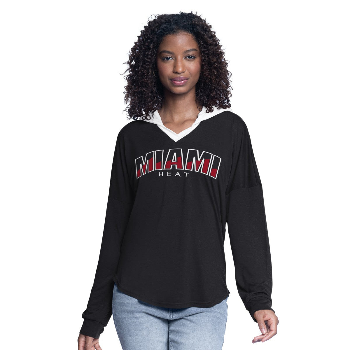 Black Miami Heat G-III 4Her by Carl Banks Women's Bench Player Oversized Long Sleeve Hooded Top | NBA