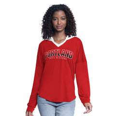 Red Portland Trail Blazers G-III 4Her by Carl Banks Women's Bench Player Oversized Long Sleeve Hooded Top | NBA