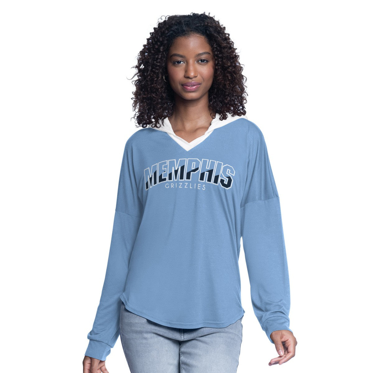 Light Blue Memphis Grizzlies G-III 4Her by Carl Banks Women's Bench Player Oversized Long Sleeve Hooded Top | NBA