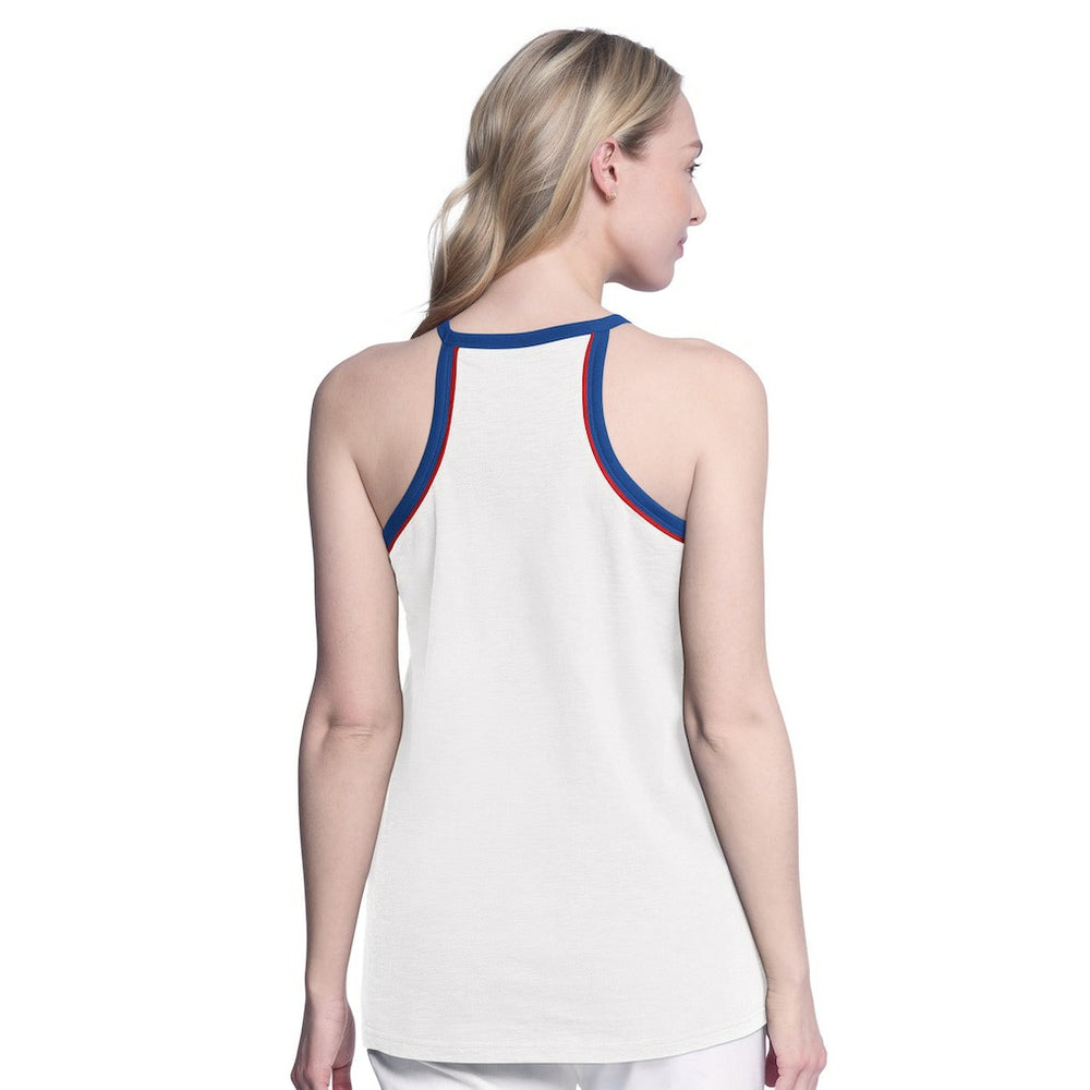 White Philadelphia 76ers G-III 4Her by Carl Banks Women's Curveball Racerback Scoop Neck Slub Tank Top | NBA