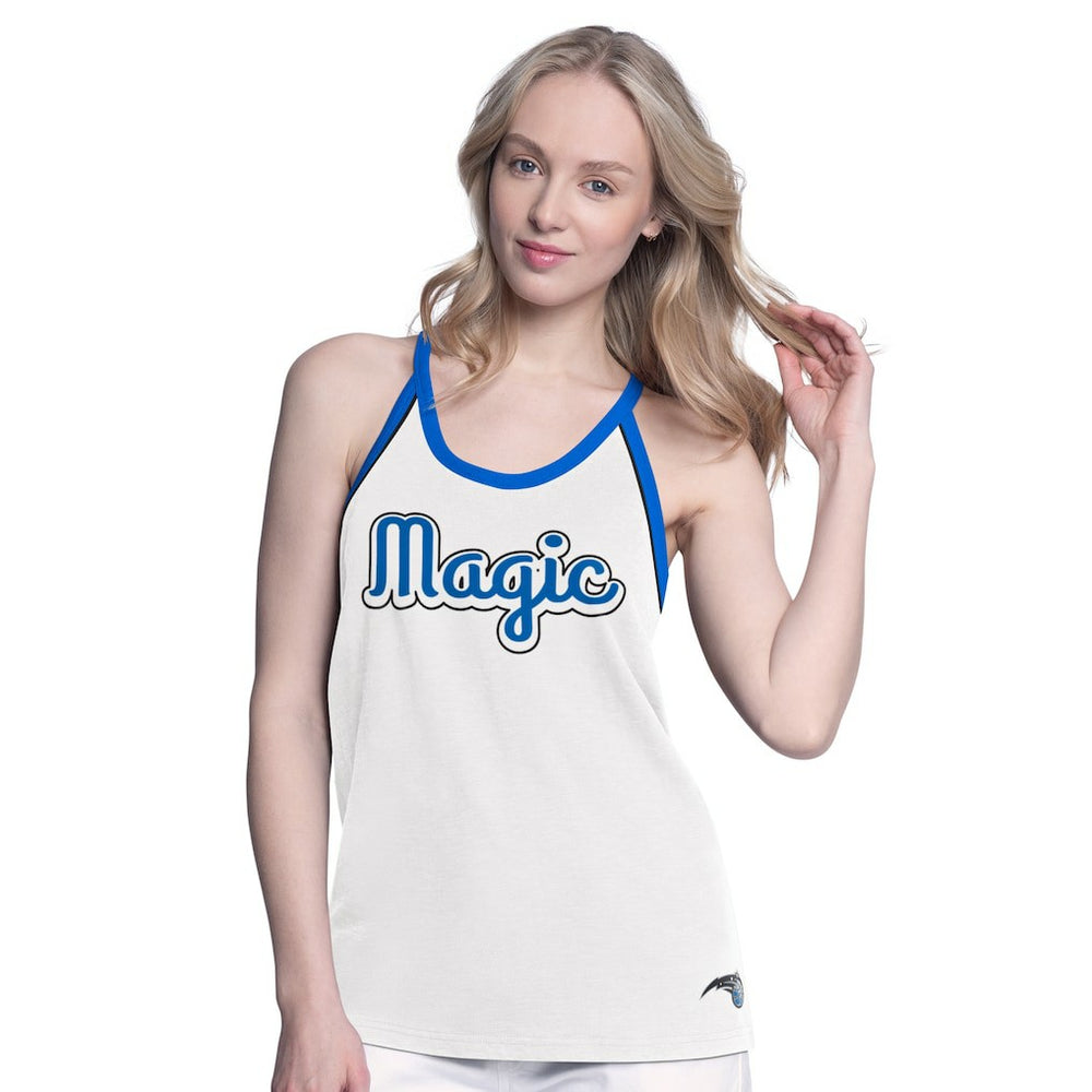White Orlando Magic G-III 4Her by Carl Banks Women's Curveball Racerback Scoop Neck Slub Tank Top | NBA