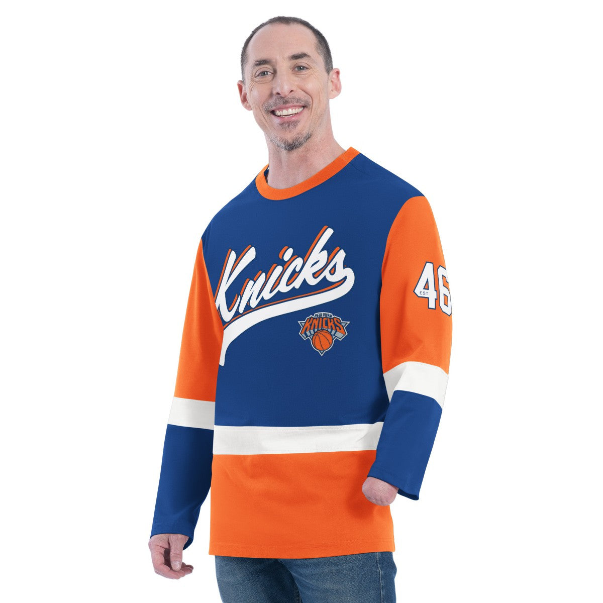 Blue New York Knicks G-III Sports by Carl Banks Adaptive Rugby Long Sleeve Top | NBA