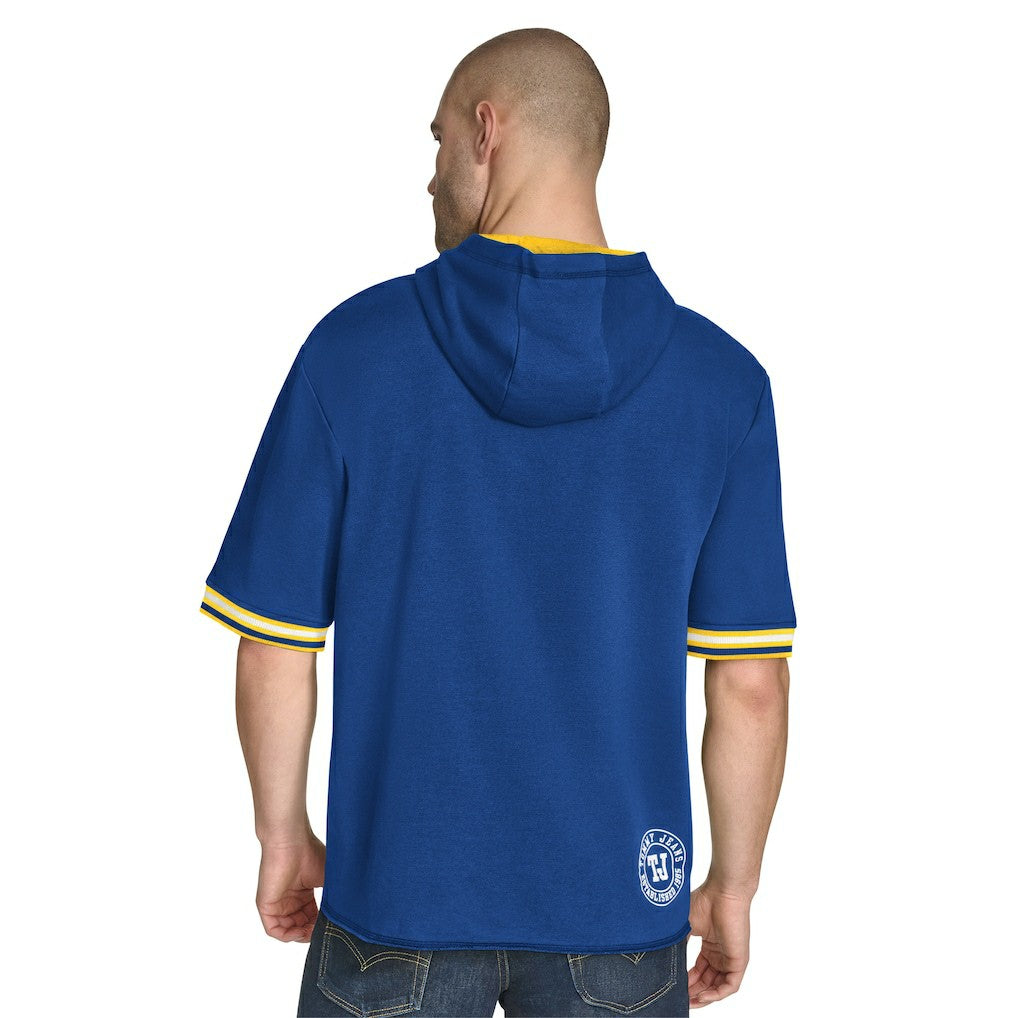 Royal Golden State Warriors Tommy Jeans Paul French Terry Short Sleeve Pullover Hoodie sale | NBA