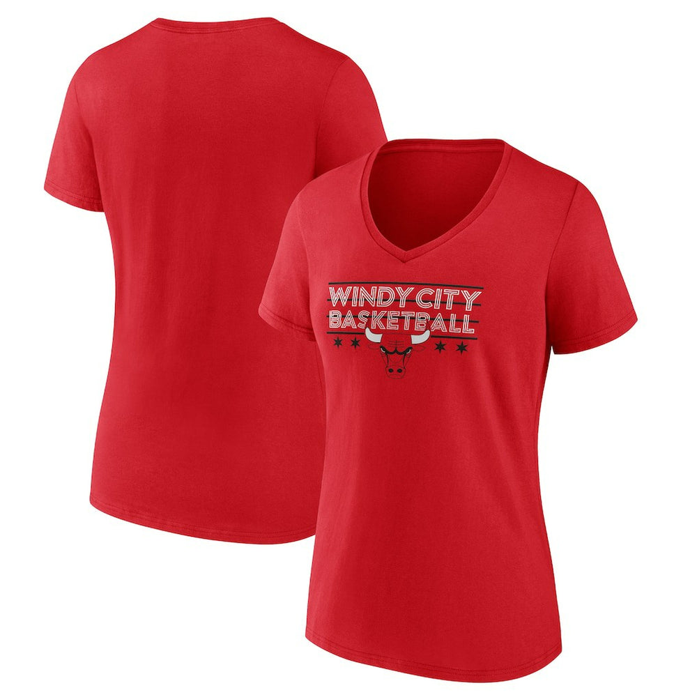 Red Chicago Bulls Women's Core Hometown Launch V-Neck T-Shirt sale | NBA