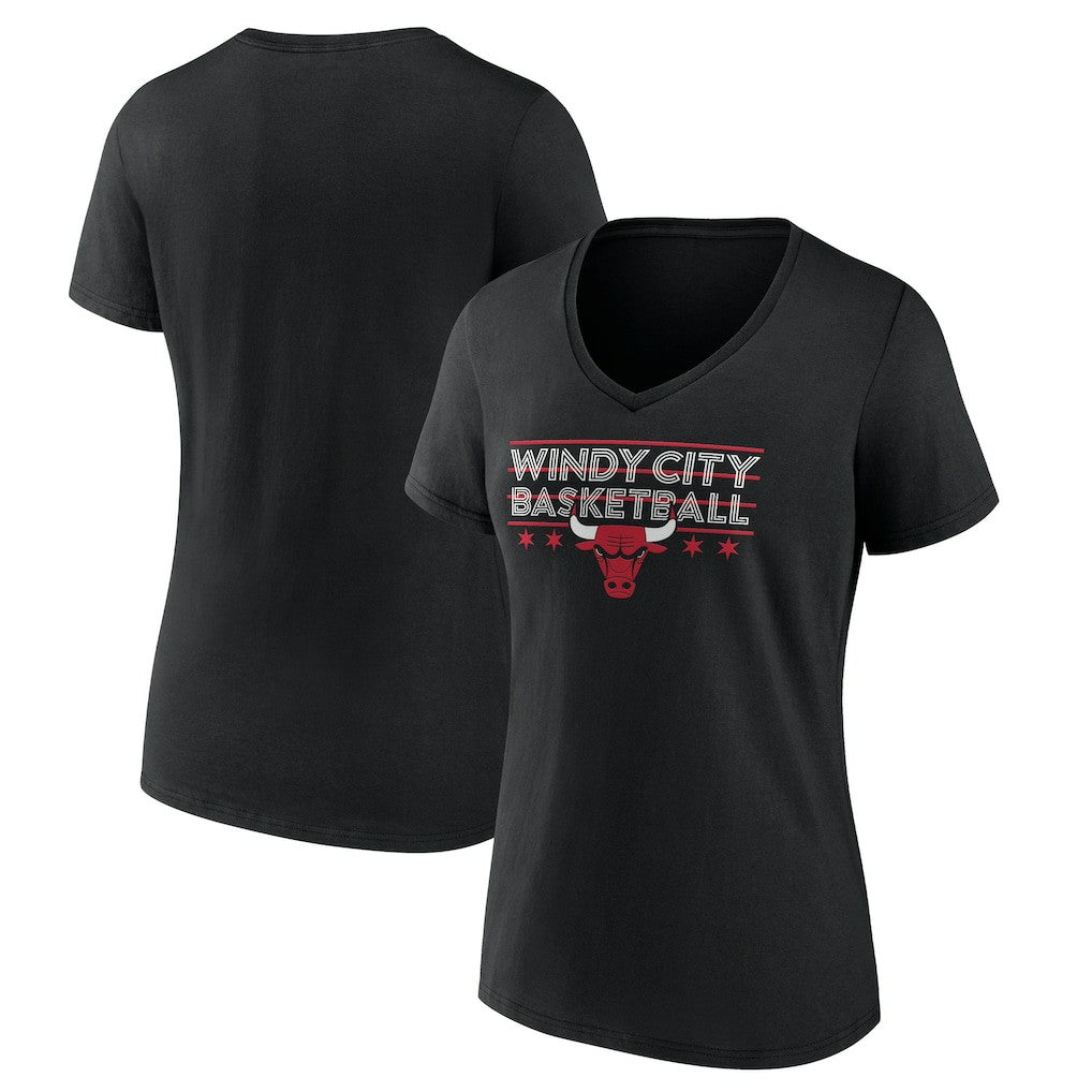 Black Chicago Bulls Women's Core Hometown Launch V-Neck T-Shirt sale | NBA
