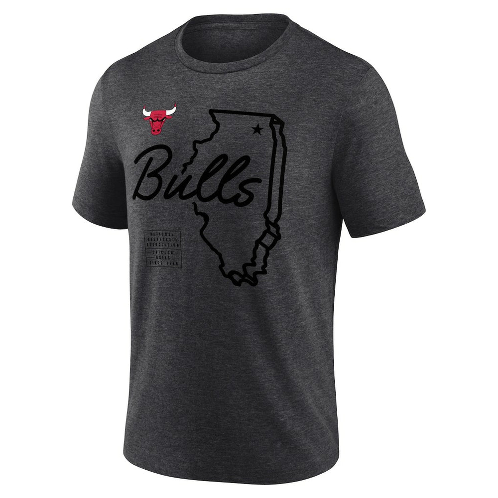 Charcoal Chicago Bulls Announcer Tri-Blend T-Shirt | NBA