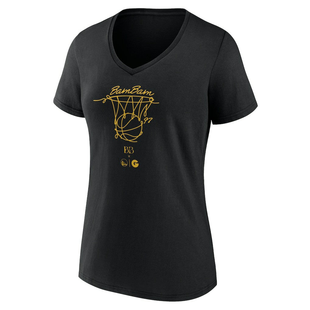 Black Golden State Warriors Women's Bam Bam V-Neck T-Shirt sale | NBA