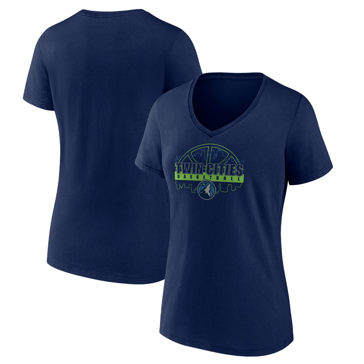 Navy Minnesota Timberwolves Women's Core Hometown Launch V-Neck T-Shirt | NBA