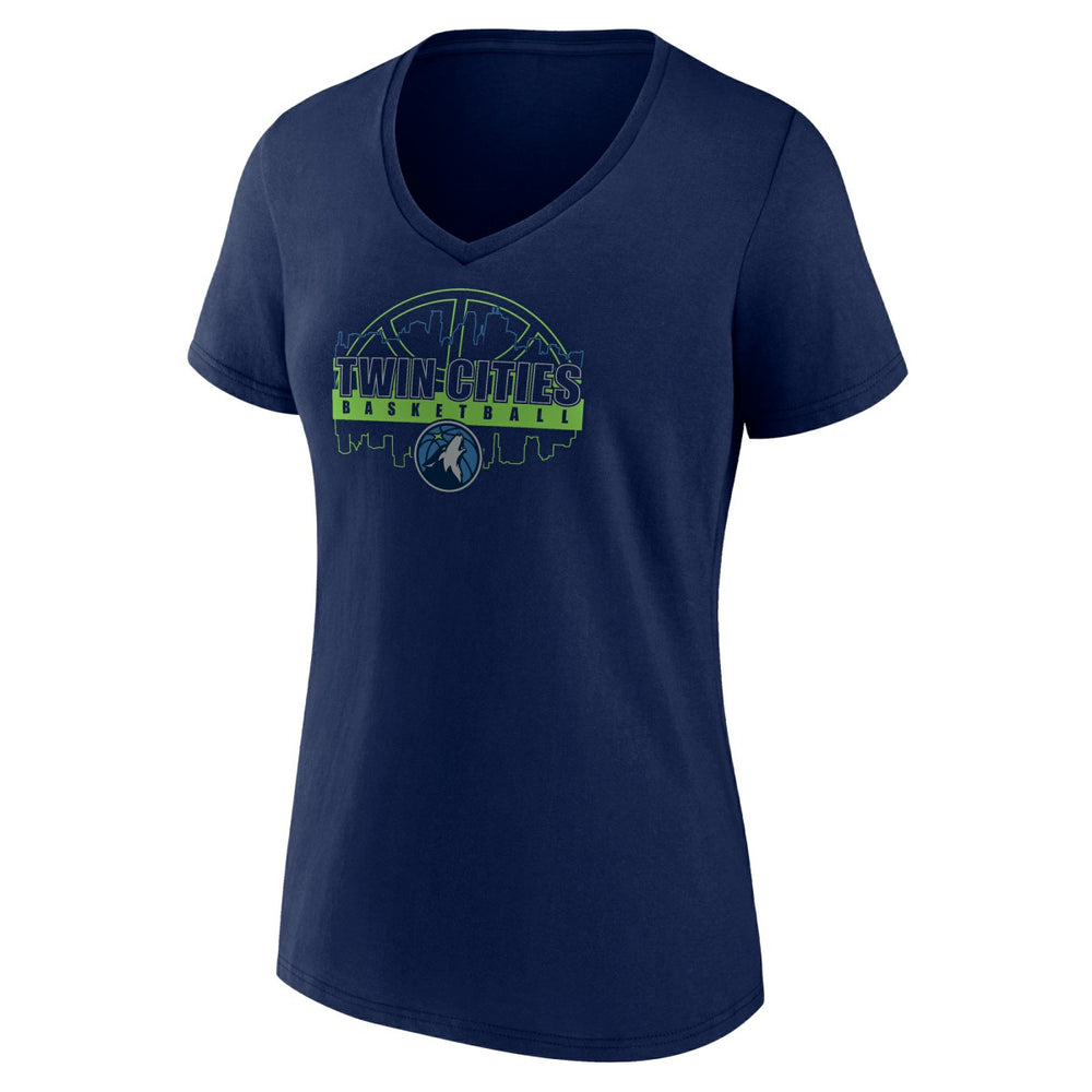 Navy Minnesota Timberwolves Women's Core Hometown Launch V-Neck T-Shirt | NBA