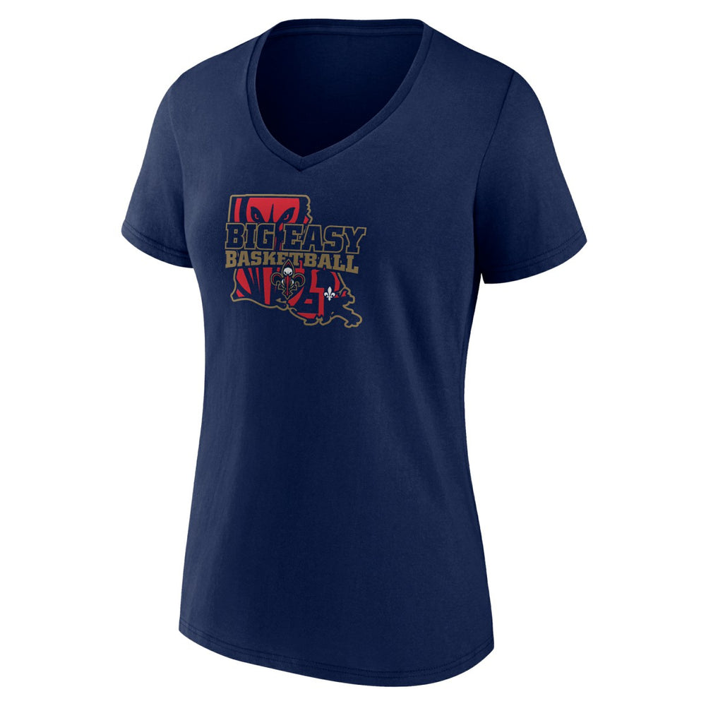 Navy New Orleans Pelicans Women's Core Hometown Launch V-Neck T-Shirt | NBA