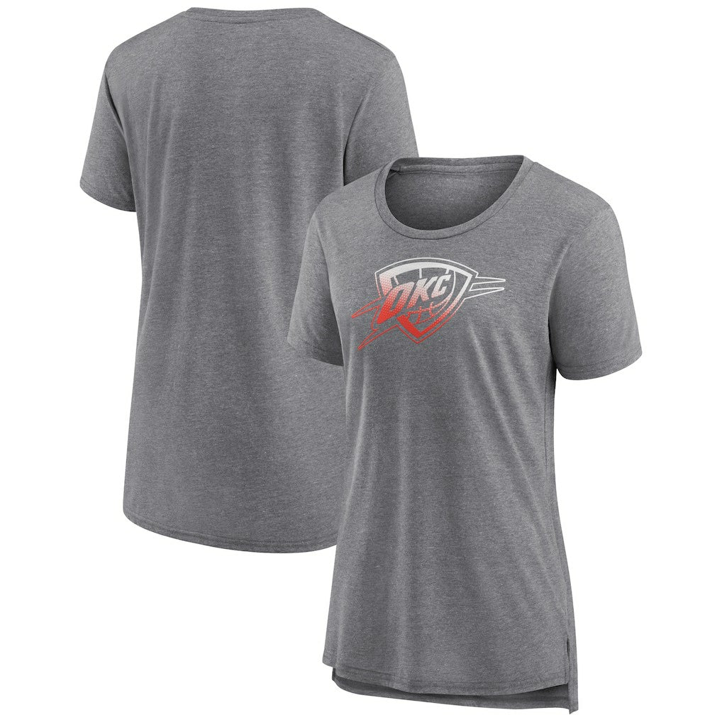 Gray Oklahoma City Thunder Women's Gradient Logo Tri-Blend T-Shirt | NBA